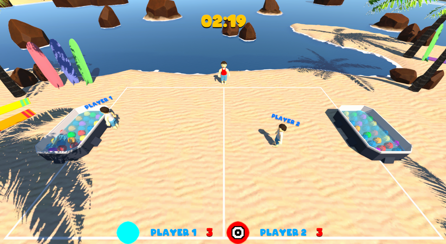 Splashball: main game screen with two players